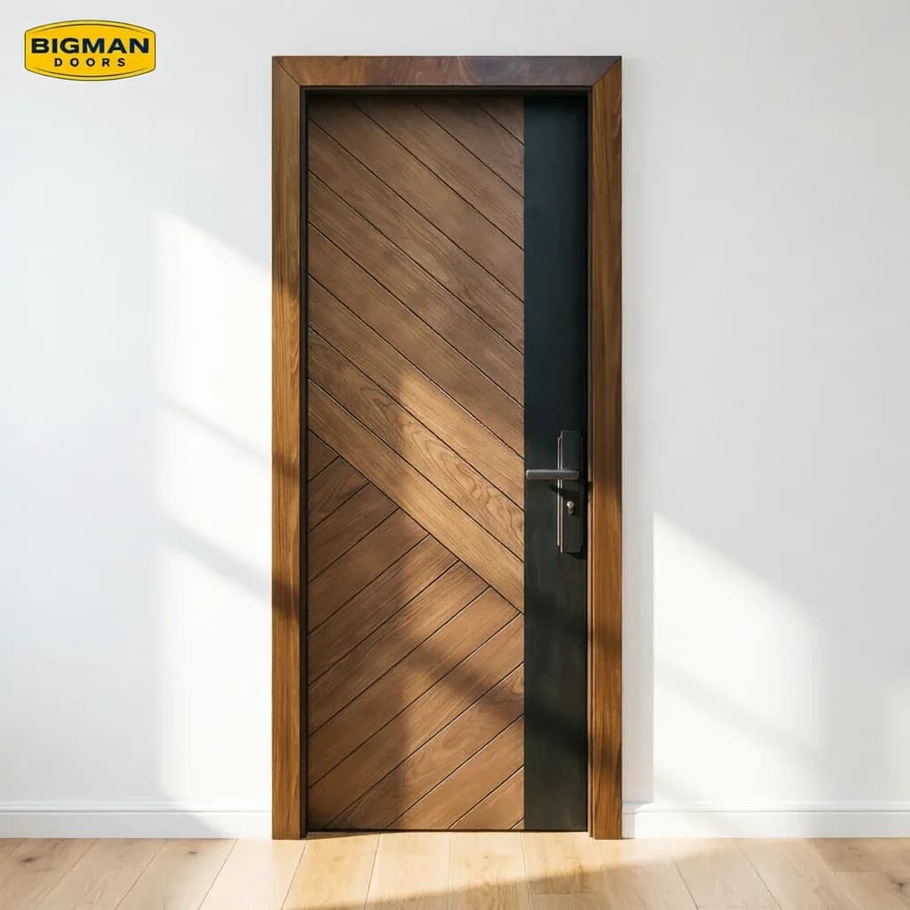 Bespoke Remodeling House Renovation Modern Geometric Design Pre-hung Waterproof Plywood Solid Wood Core Interior Doors