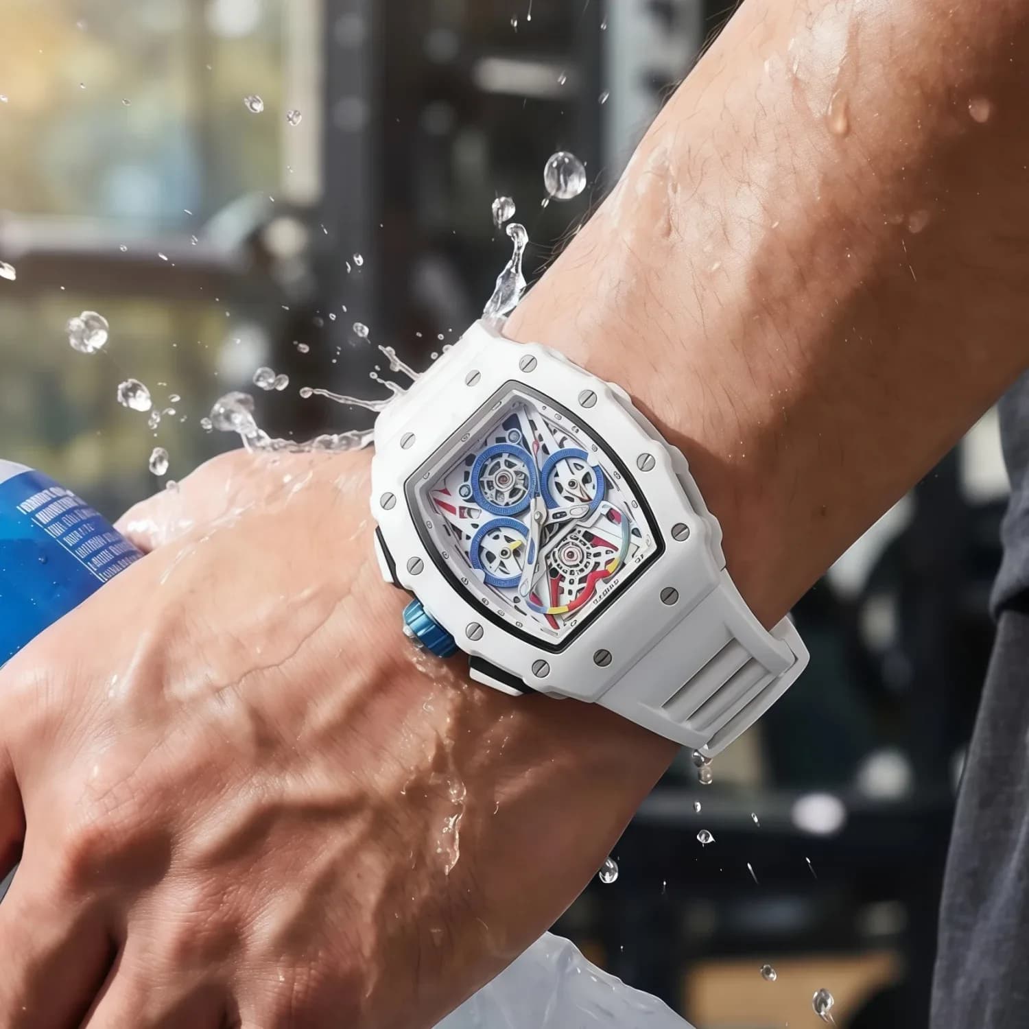 Fashion Wine Bucket Men's Chronograph Watch Unique Multi Functional Quartz Waterproof Silicone Tape Wholesale Watches 6827w