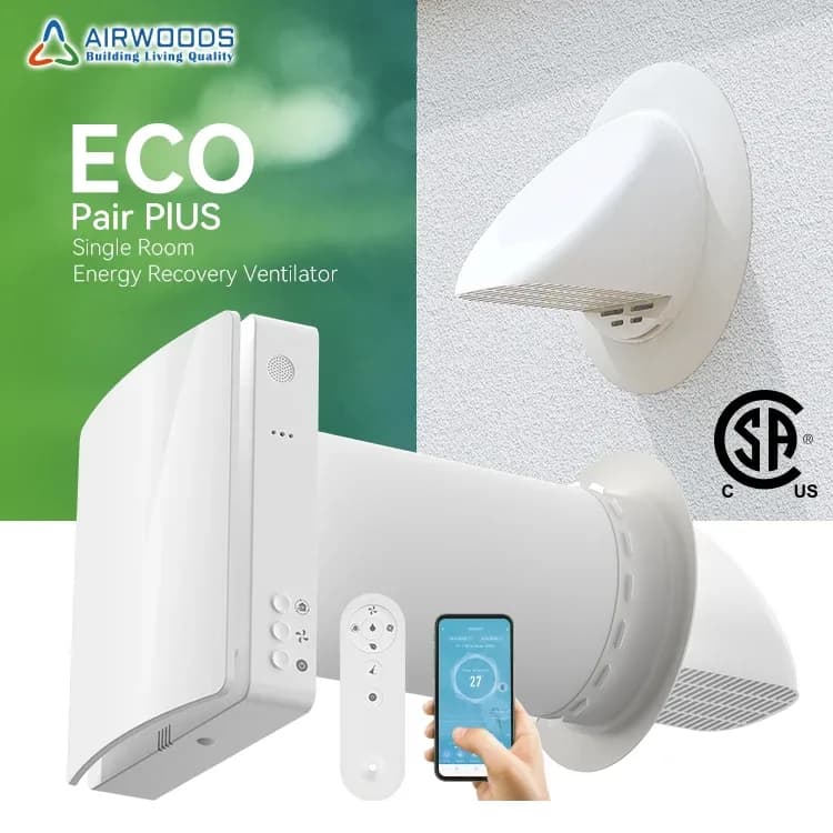 Single Room Erv Fresh Air Handling Unit Price Energy Efficient Home Residential Hrv Unit Room Vent System Ventilation Machine