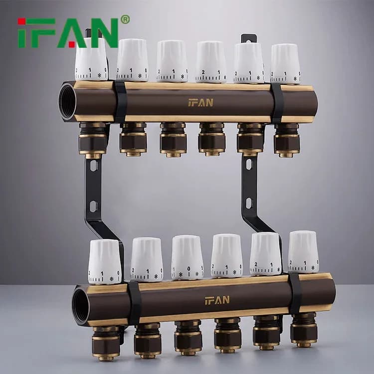 Ifan High Pressure Brass Manifold Plumbing Floor Heating System Water Distribution Pex Manifold