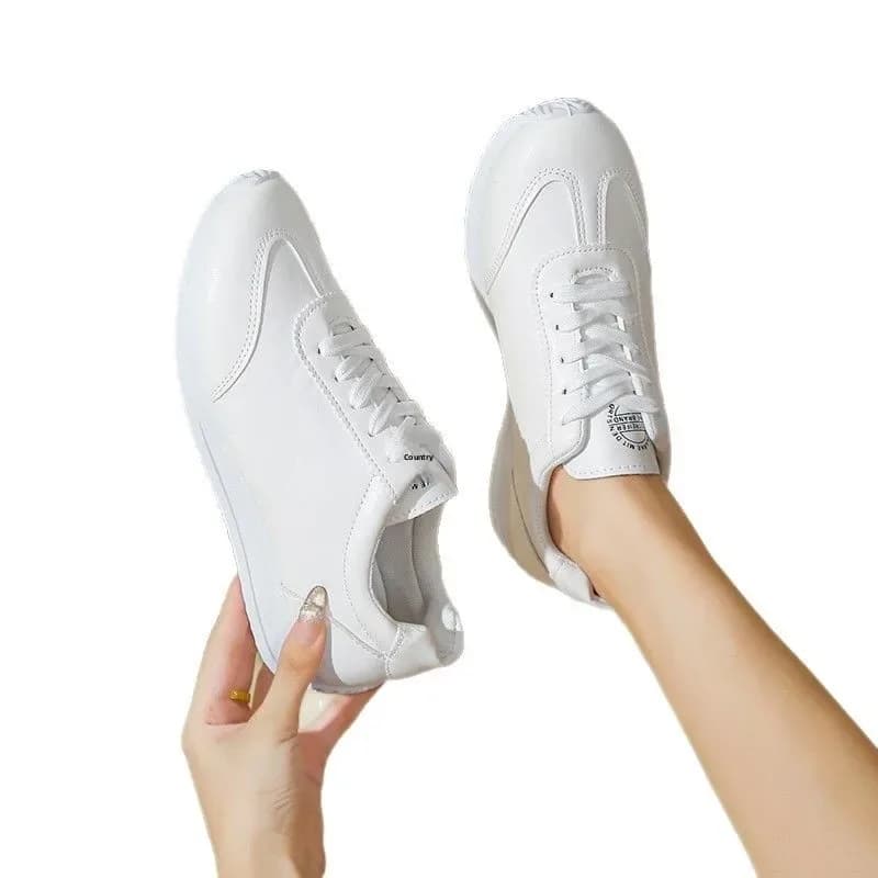 Spring 2026 Lightweight Lace-up Mesh Fabric Cross-strapped Solid White Sneakers For Women Trendy Sports Shoes Students