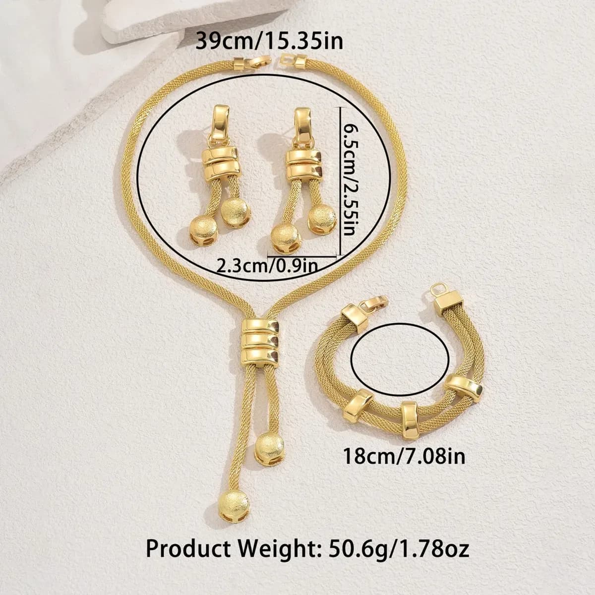 18k Gold-plated Fashionable Women's Jewelry Wedding Set,High-end Design Earrings,Necklace,Bracelet,Bride's Party Gift