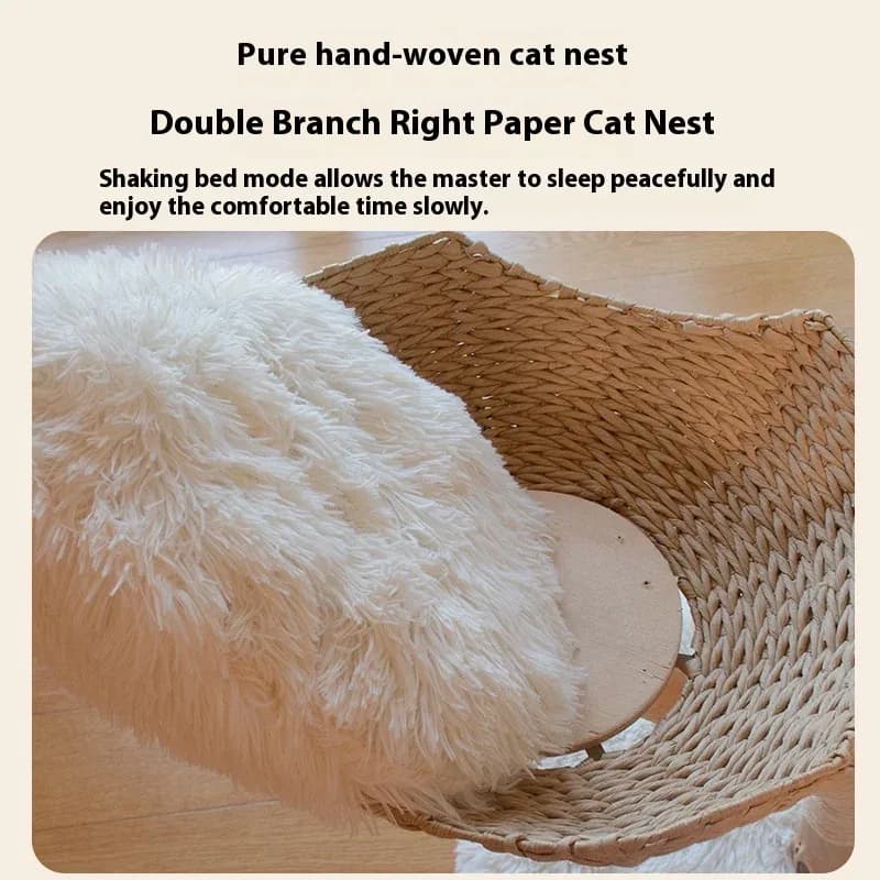 Luxury Natural Solid Wood Cat Tree Plush Cat Toy Sisal Column Jumping Platform Supports Customization Comes Carton Packaging