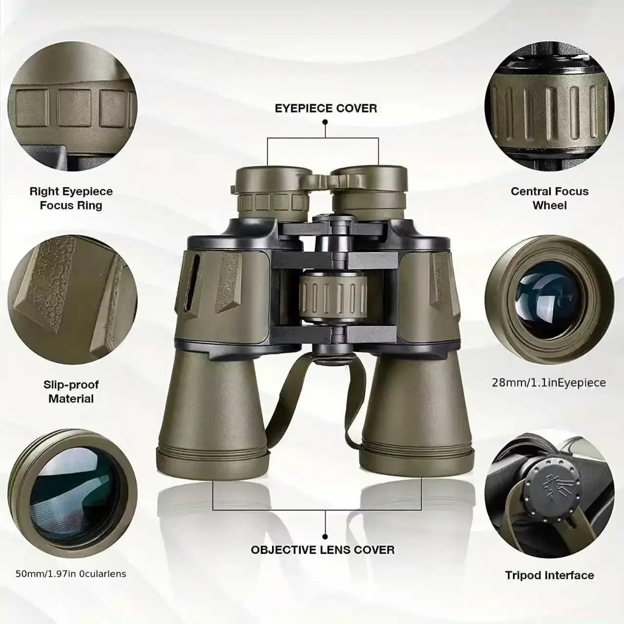 10x50 Binoculares Hd Telescope Bak4 Hd Large View Night Vision Travel Binoculars For Outdoor Hunting/hiking