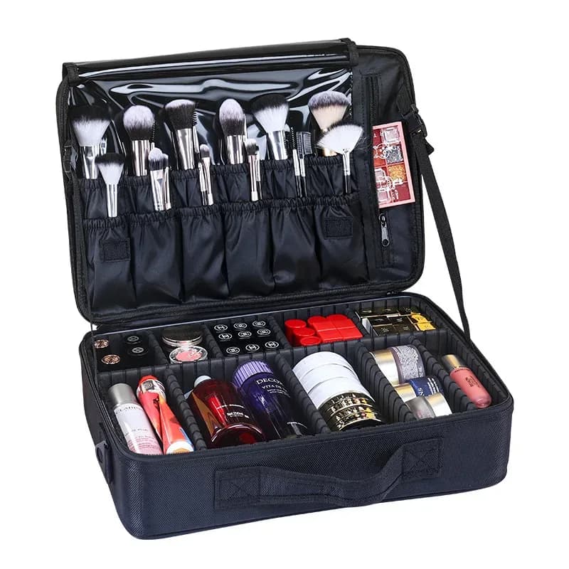 Three Layer Cosmetic Case Large Waterproof Oxford Cloth Manicure Makeup Tools Box Square Travel Makeup Case