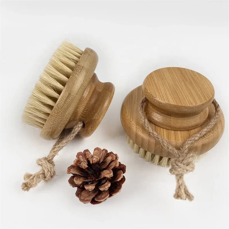 Oem Factory Natural Bamboo Bathroom Body Spa Bath Brush Simple Style Lightweight Dry Scrubber Back Brush