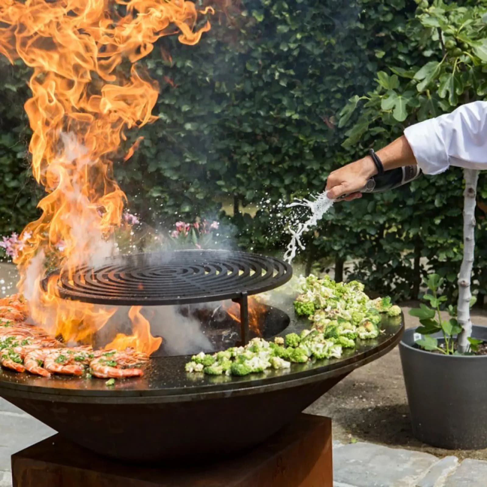 Outdoor Corten Steel European Bbq Grill Metal Barbecue Pit Bbq Grill Outdoor Corten Steel Fire Pit Charcoal Bbq Grill