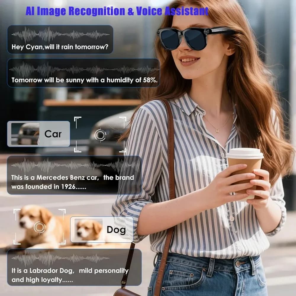 Senbono M89 Ai Smart Translator Glasses Hd Camera Music Control Bt Call Object Recognition 290mah Ai Camera Glasses