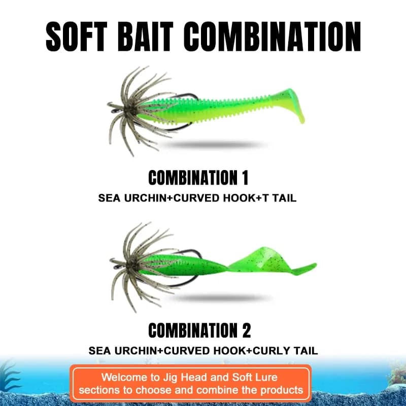 Mister Lure New Size Soft Bait 20mm 25mm 32mm Urchin Fishing Lure For Bass Trout Special Oem Tpe Sea Urchin Lure