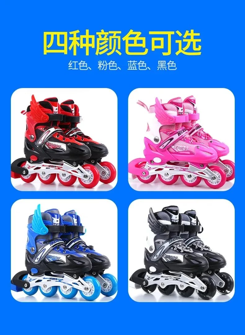Adjustable Full Set Children's Flashing In-line Roller Skates With Protective Gear For Outdoor Practice