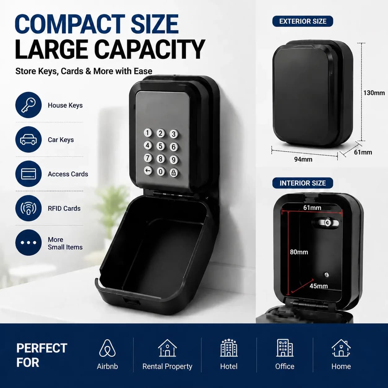 Tuya Smart Key Lock Box Pin Code App Control Aluminum Alloy Outdoor Key Safe With Protective Cover Digital Password Storage Box