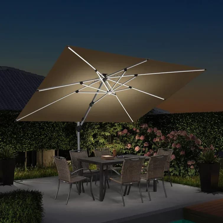 Hot Sale 3*4 Waterproof Square Parasol Aluminum Patio Umbrella Roman Parasol For Garden With Led Light
