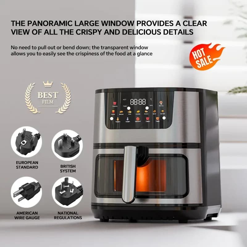 2026 Hot Arrival 9l Large Capacity Digital Air Fryer Oven Smart Touch Screen Multi-functional Kitchen Cooking Appliance