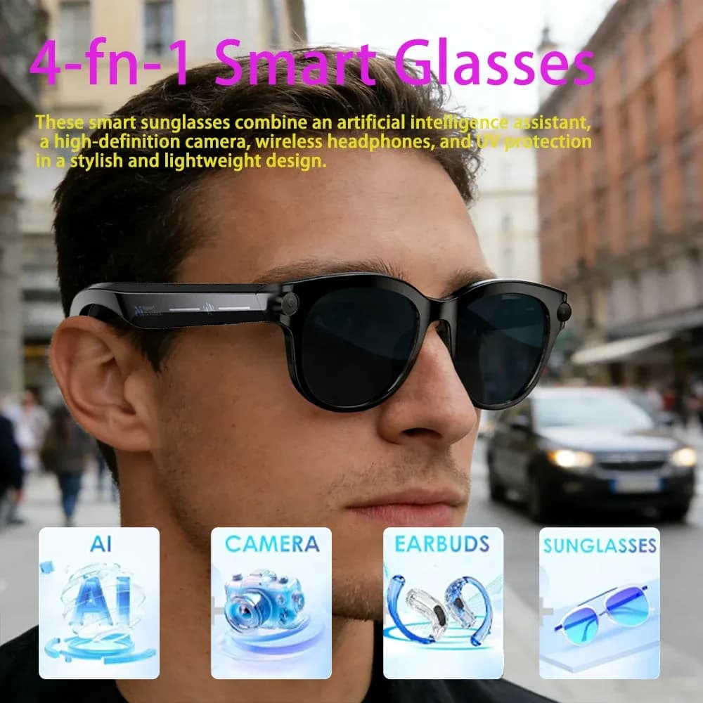 Senbono M89 Ai Smart Translator Glasses Hd Camera Music Control Bt Call Object Recognition 290mah Ai Camera Glasses