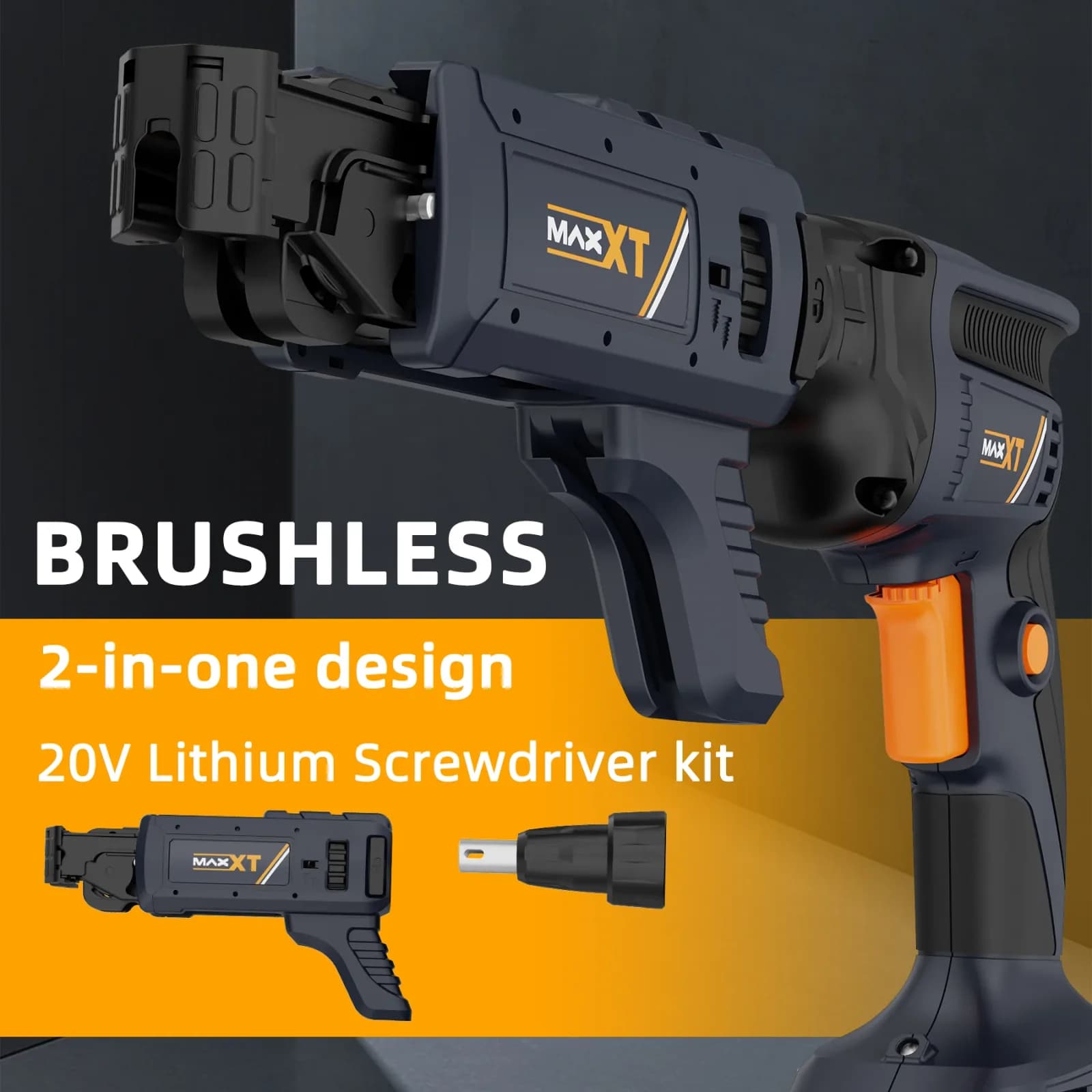 Maxxt 20v Drywall Screw Gun Brushless Screwdriver Cordless Self Feeding Autofeed With Collated Attachment Kit