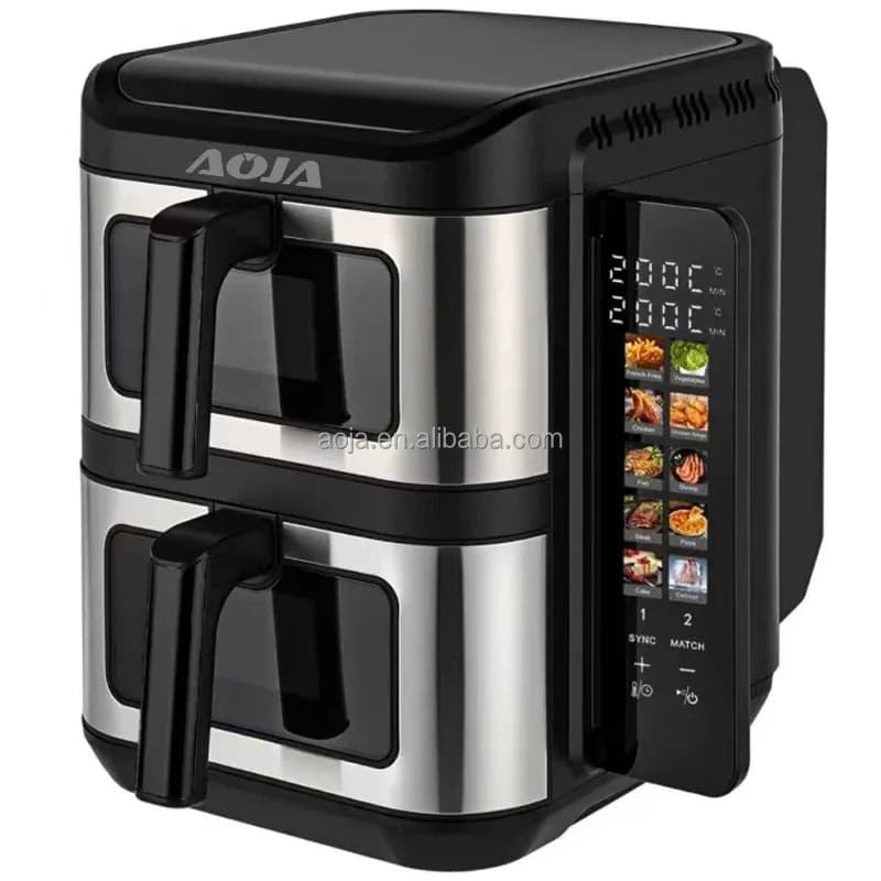 11l Large Double Stack Drawer 5.5+5.5l Double Pot Stainless Steel Cavity Digital Touch Screen Air Fryer Oil Free Fryer For Home