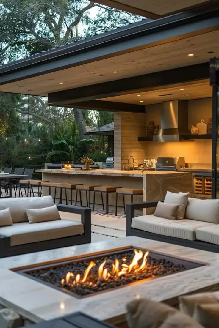 Artisan Luxury Outdoor Kitchen Cabinets With Built-in Grill &amp; Bar Counter For Patio