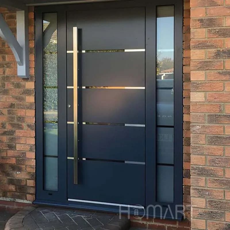 Durable Exterior Aluminum Thermal Insulation Security Entrance Doors With Soundproofing