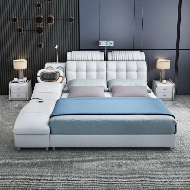 Multifunction Smart Bed With Massage And Projector Frame Leather Double King Size Beds Modern Bedroom Furniture Sets