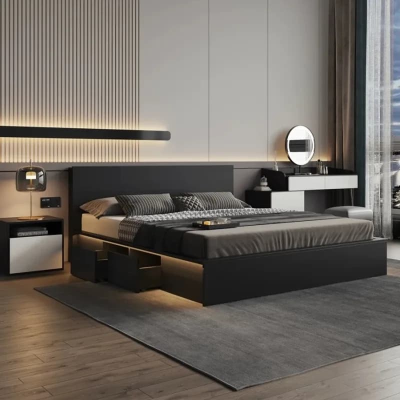 Luxury Home Furniture Bedroom Set Furniture Set Wooden Storage Quuen King Size Bed