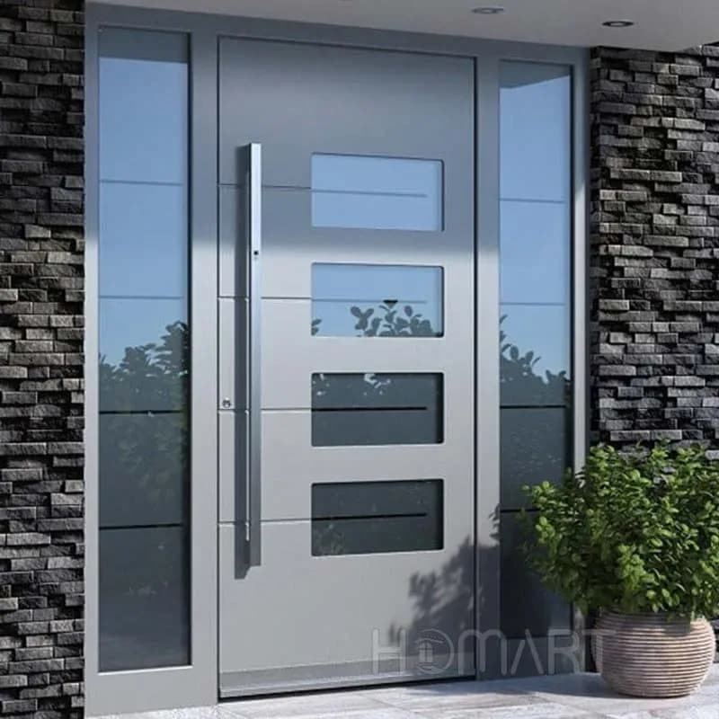 Durable Exterior Aluminum Thermal Insulation Security Entrance Doors With Soundproofing