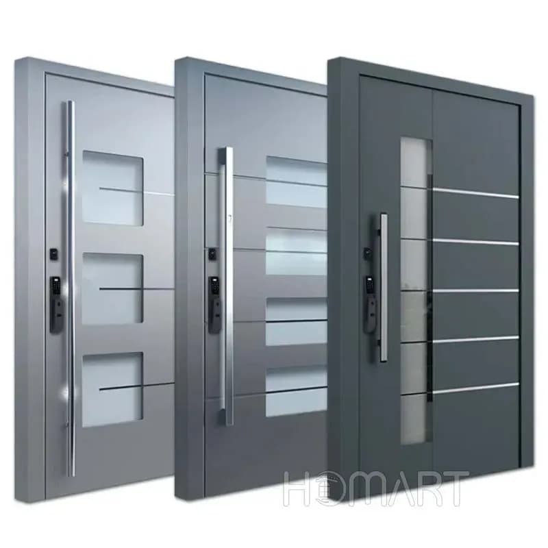 Durable Exterior Aluminum Thermal Insulation Security Entrance Doors With Soundproofing