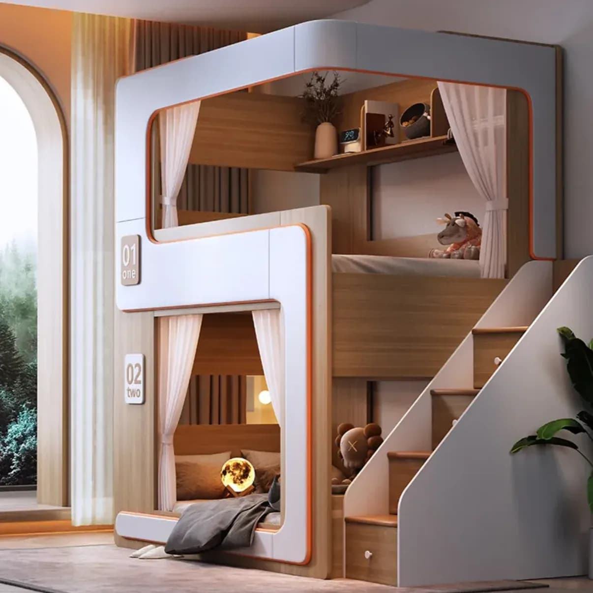 High Quality Indoor Bedroom Furniture Kids Beds Set Girls Princess Bunk Beds Wood Double Bunk Bed For Children With Slide