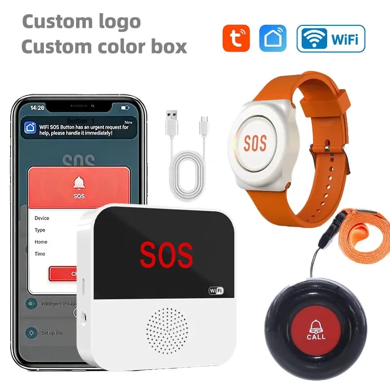Daytech Tuya Smart Wireless Calling System Pagers Elderly Bracelet Sos Emergency Caregiver Call Button Patient Personal Alarm