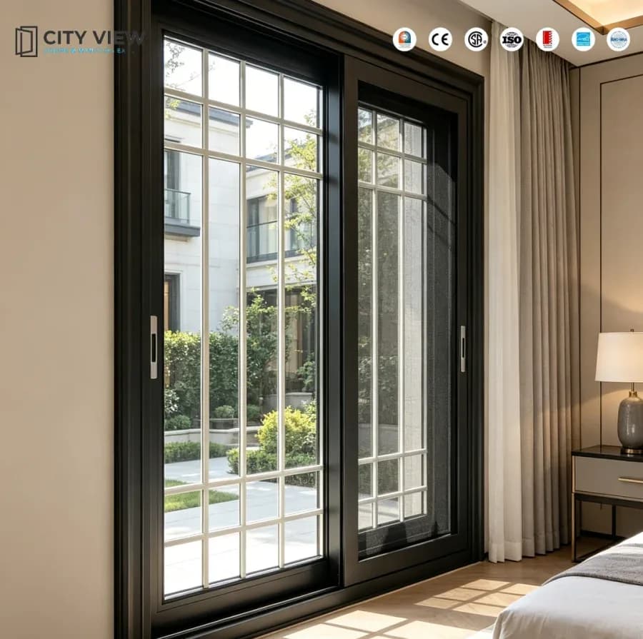 Modern Pvc Casement Window With Double Glazed Upvc Sliding Glass Doors For Hotels Plastic Frame Design